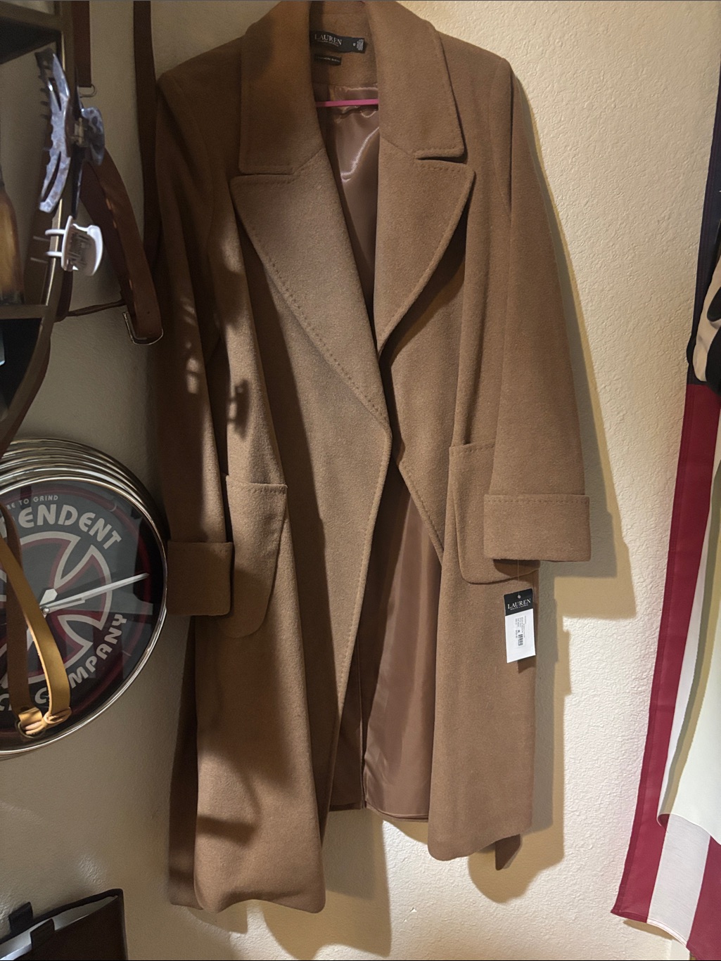 Lauren Ralph Lauren Camel Brown Wool Trench Coat